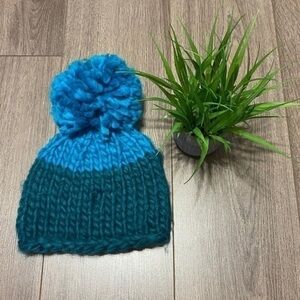 Free People Cozy Up Colorblock Pom Beanie Turq/Sea